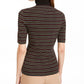 Anne Klein Women's Striped Turtleneck Top Black Size X-Large