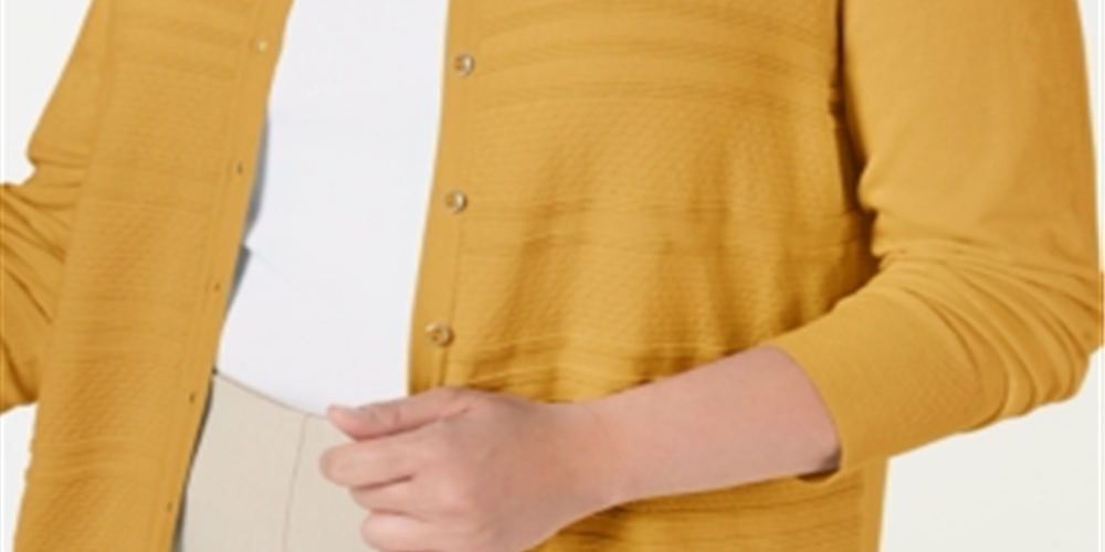Charter Club Women's Plus Size Textured Cardigan Honey Glaze Size0X