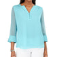 Charter Club Women's Split Sleeve Solid Knit Top Blue Size X-Small
