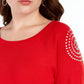 INC International Concepts Women's Plus Rhinestone Tunic Real Red Size 0X