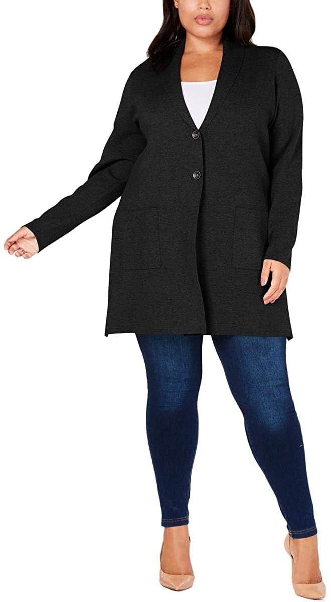 Charter Club Women's Sweater Plus Double-Button Cardigan  Black Size  0X
