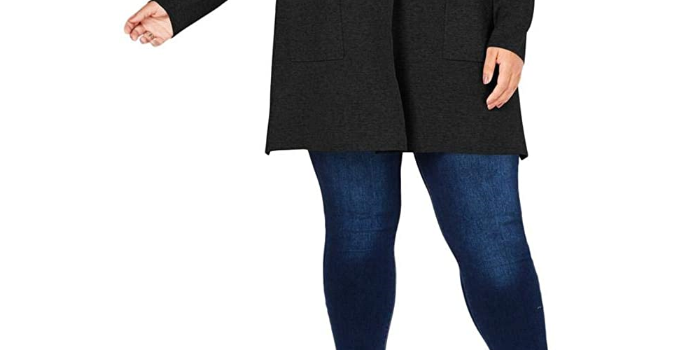 Charter Club Women's Sweater Plus Double-Button Cardigan  Black Size  0X