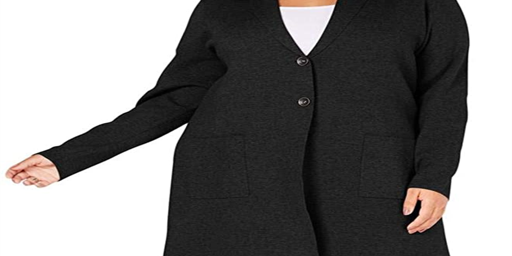 Charter Club Women's Sweater Plus Double-Button Cardigan  Black Size  0X