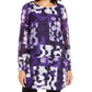 Alfani Women's Burnout Smocked Tunic Top Purple Size XS