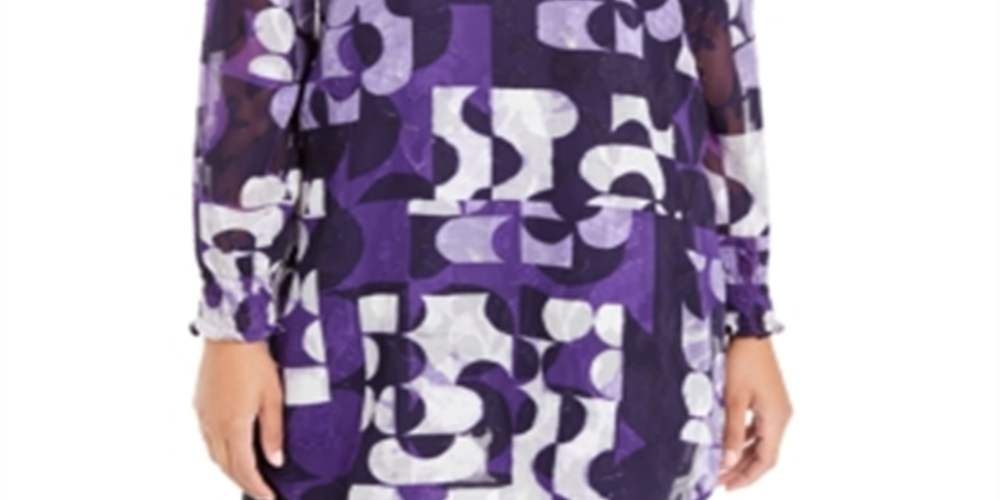 Alfani Women's Burnout Smocked Tunic Top Purple Size XS