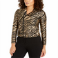 Anne Klein Women's Zippered Belted Printed Bolero Jacket Yellow Size 10
