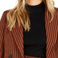 Bar III Women's Powersuit Gingham Blazer Orange Size 2XS