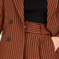 Bar III Women's Powersuit Gingham Blazer Orange Size 2XS
