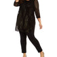 Alfani Women's Plus Size Flocked Metallic Tun Black Stone Scrolls 0X