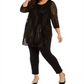 Alfani Women's Plus Size Flocked Metallic Tun Black Stone Scrolls 0X