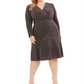 R&M Richards Women's Shimmer Midi Dress, Metallic, Size 18W