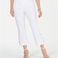 JM Collection Women's Petite Cropped Button-Trim Flare Pants  Bright White Size Petite S