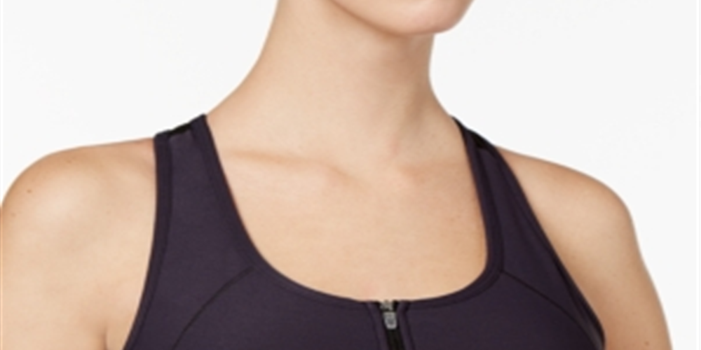 Ideology Women's Zip-up High-Impact Sports Bra  Black Size 2XL