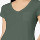 Maison Jules  Women's  Short Sleeve V Neck T-Shirt Top Green Size Small