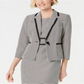 Kasper Women's Petite Printed Contrast-Trim Blazer Black Multi  Size 10 P