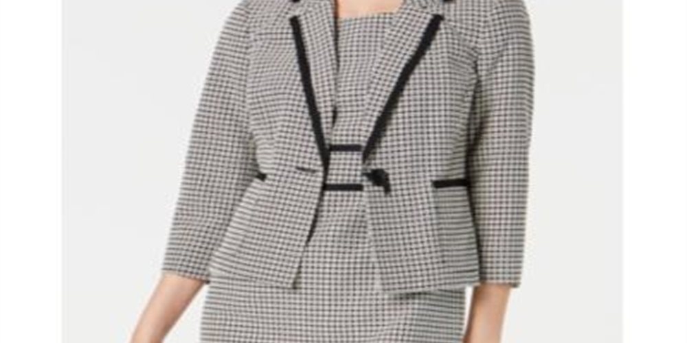 Kasper Women's Petite Printed Contrast-Trim Blazer Black Multi  Size 10 P