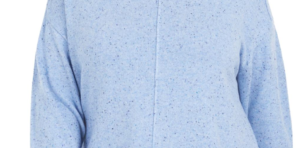Karen Scott Women's Plus Mock Turtleneck Sweater Ribbed Trim Speckled Blue Size 1X