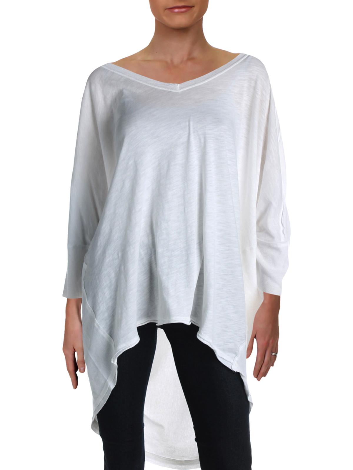 Free People Women's  3/4 Sleeve V Neck Trapeze Top Ivory Size XS