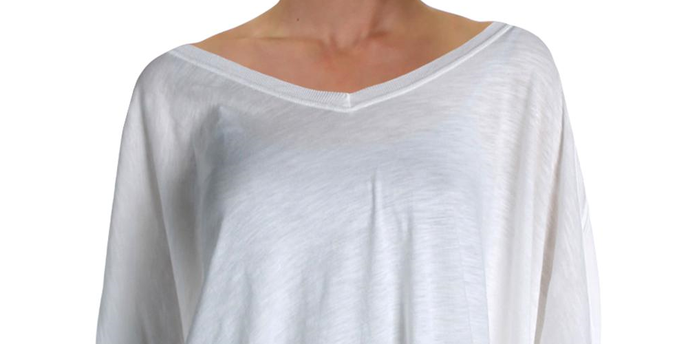 Free People Women's  3/4 Sleeve V Neck Trapeze Top Ivory Size XS