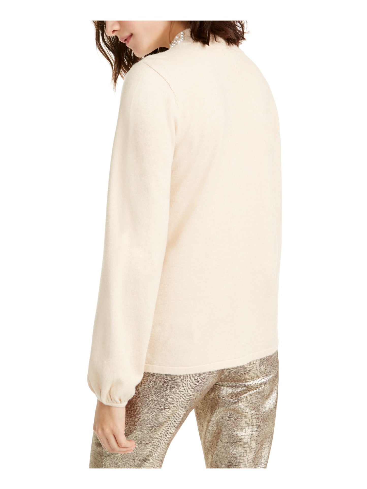Alfani Women's Petite Embellished Mock-Neck Sweater  - Cocoa Butter Brown Size Petite L
