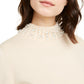 Alfani Women's Petite Embellished Mock-Neck Sweater  - Cocoa Butter Brown Size Petite L