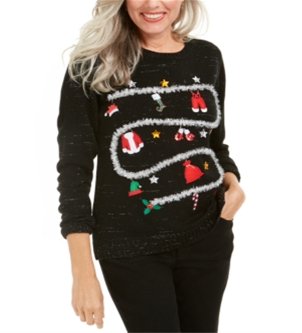 Karen Scott Women's Holiday Sweater Black Size Petite M