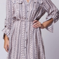 Wanderlux Women's Adjustable Sleeves V Neck Button Down Laxey Shirt Dress PinkSize L