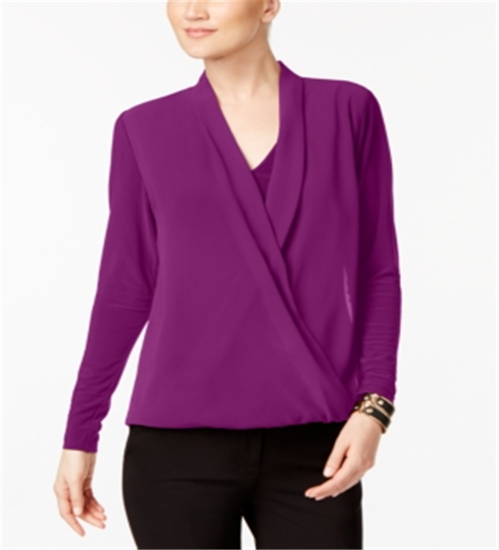 Alfani Women's  Petite Surplice Top Alf Fuchsia Size  PL