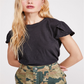 Free People Women's Latte Short Sleeve Tee Black Size X-Small