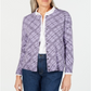 Karen Scott Women's Petite Pamela Plaid Cardigan  -  Purple Size Petite S