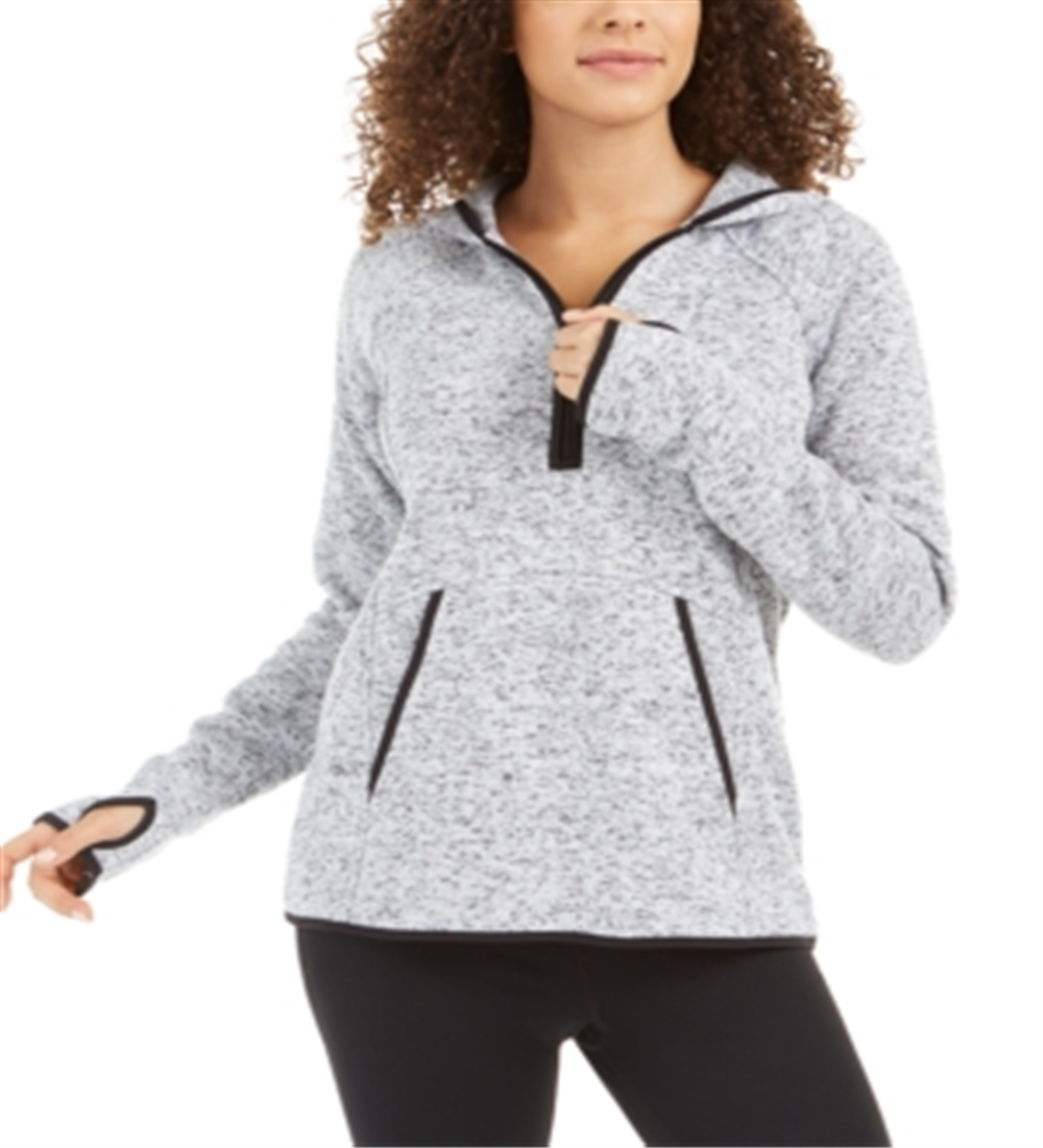 Ideology Women's Quarter-Zip Hoodie Sweater  White Size Medium