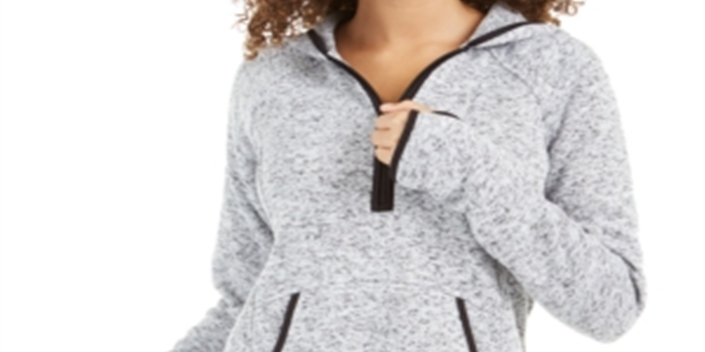 Ideology Women's Quarter-Zip Hoodie Sweater  White Size Medium