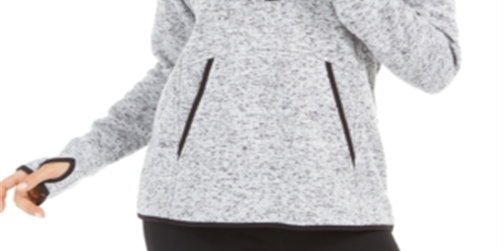 Ideology Women's Quarter-Zip Hoodie Sweater  White Size Medium