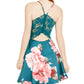 City Studios Women's Floral Spaghetti Strap V Neck Short Fit Flare Dress Green Size 0