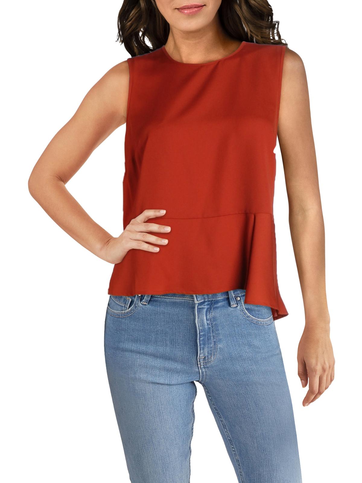 BCBGMaxazria Women's Peplum Asymmetric Blouse Copper Size M