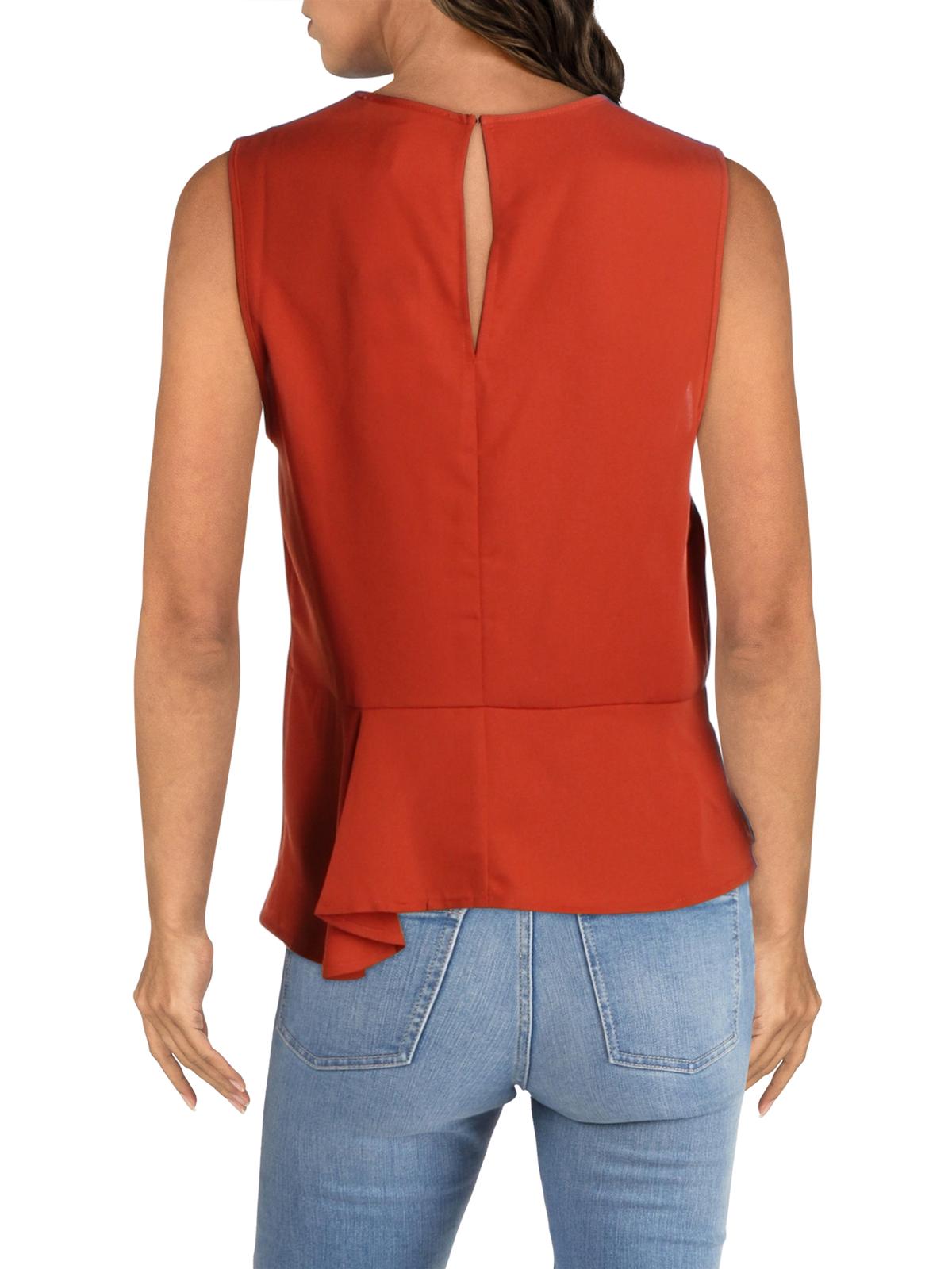 BCBGMaxazria Women's Peplum Asymmetric Blouse Copper Size M