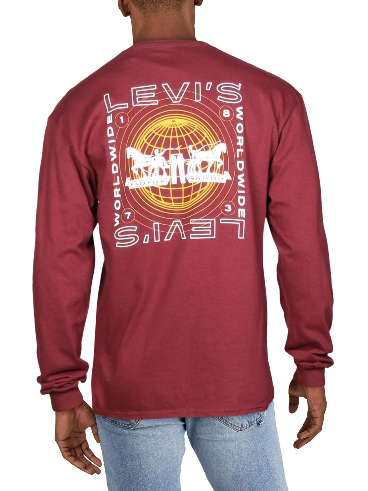 Levi's Men's Physics Logo Long-Sleeve T-Shirt Red Size Large