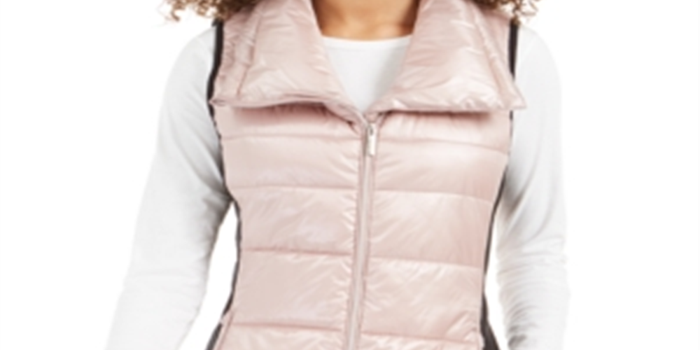 Calvin Klein Women's Performance Funnel-Neck Vest - Metallic Bare Pink Size 2XL