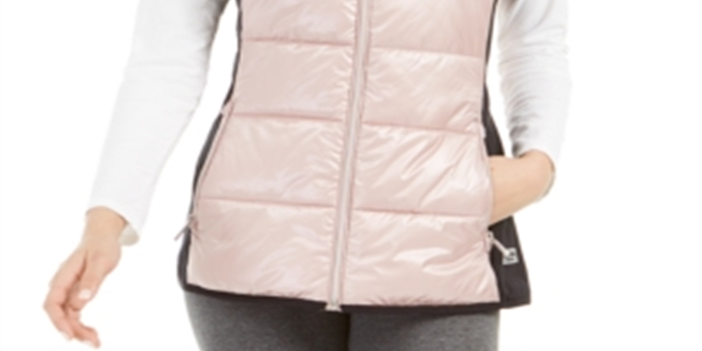 Calvin Klein Women's Performance Funnel-Neck Vest - Metallic Bare Pink Size 2XL
