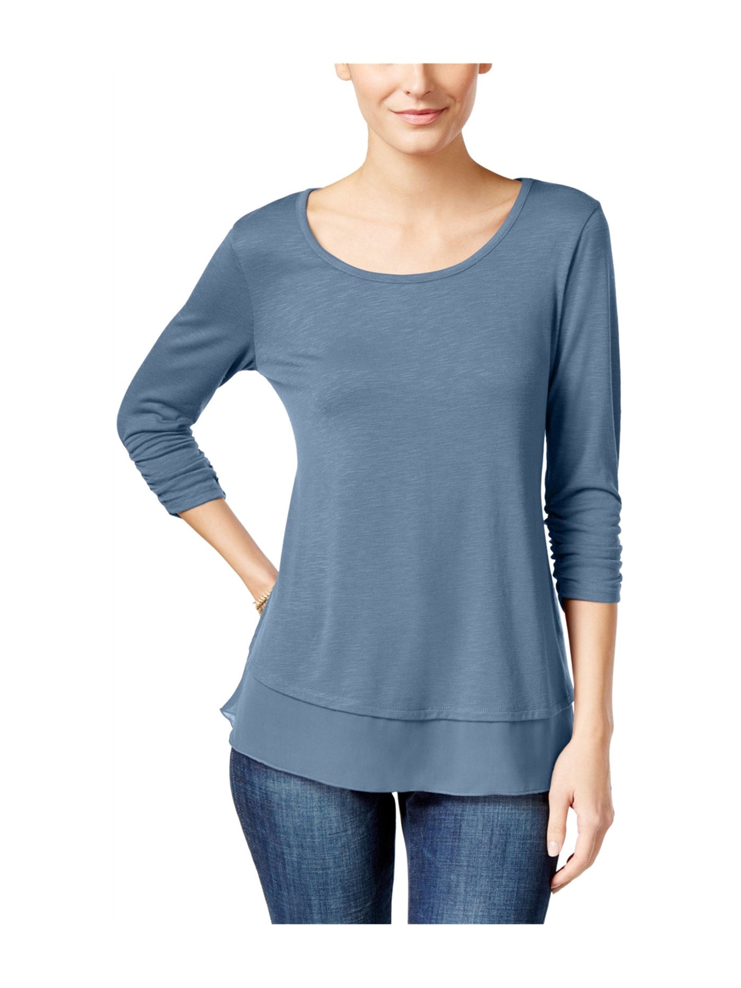 Style & Co Women's Chiffon-Hem Top  Blue Size 2XL