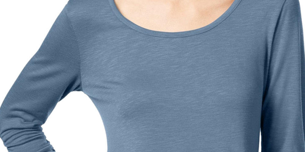 Style & Co Women's Chiffon-Hem Top  Blue Size 2XL