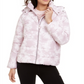 Calvin Klein Women's Printed Hooded Puffer Jacket Pink Size Large