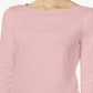 Charter Club Women's Pima Cotton Boat Neck Button Shoulder Top Pink Size XL