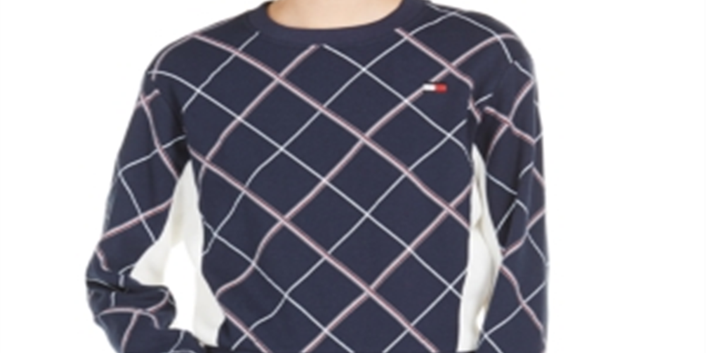 Tommy Hilfiger Women's Sport Plaid Sweatshirt Navy Size S