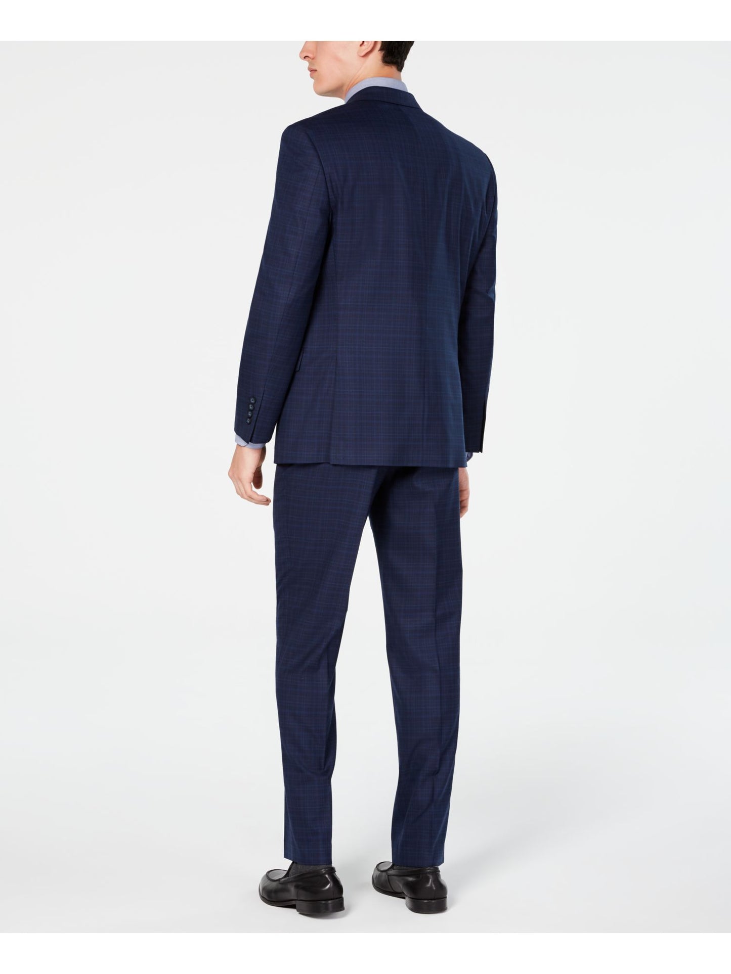 Marc New York Men's Modern Fit Plaid Suit Blue Size 39