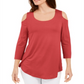 जेएम कलेक्शन महिलाओं के लिए कोल्ड शोल्डर टॉप नारंगी रंग का, साइज़ 2XL