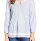 Lucky Brand Women's Pintuck Peasant Top Blue Size XS
