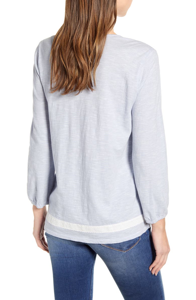 Lucky Brand Women's Pintuck Peasant Top Blue Size XS
