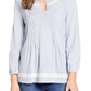 Lucky Brand Women's Pintuck Peasant Top Blue Size XS