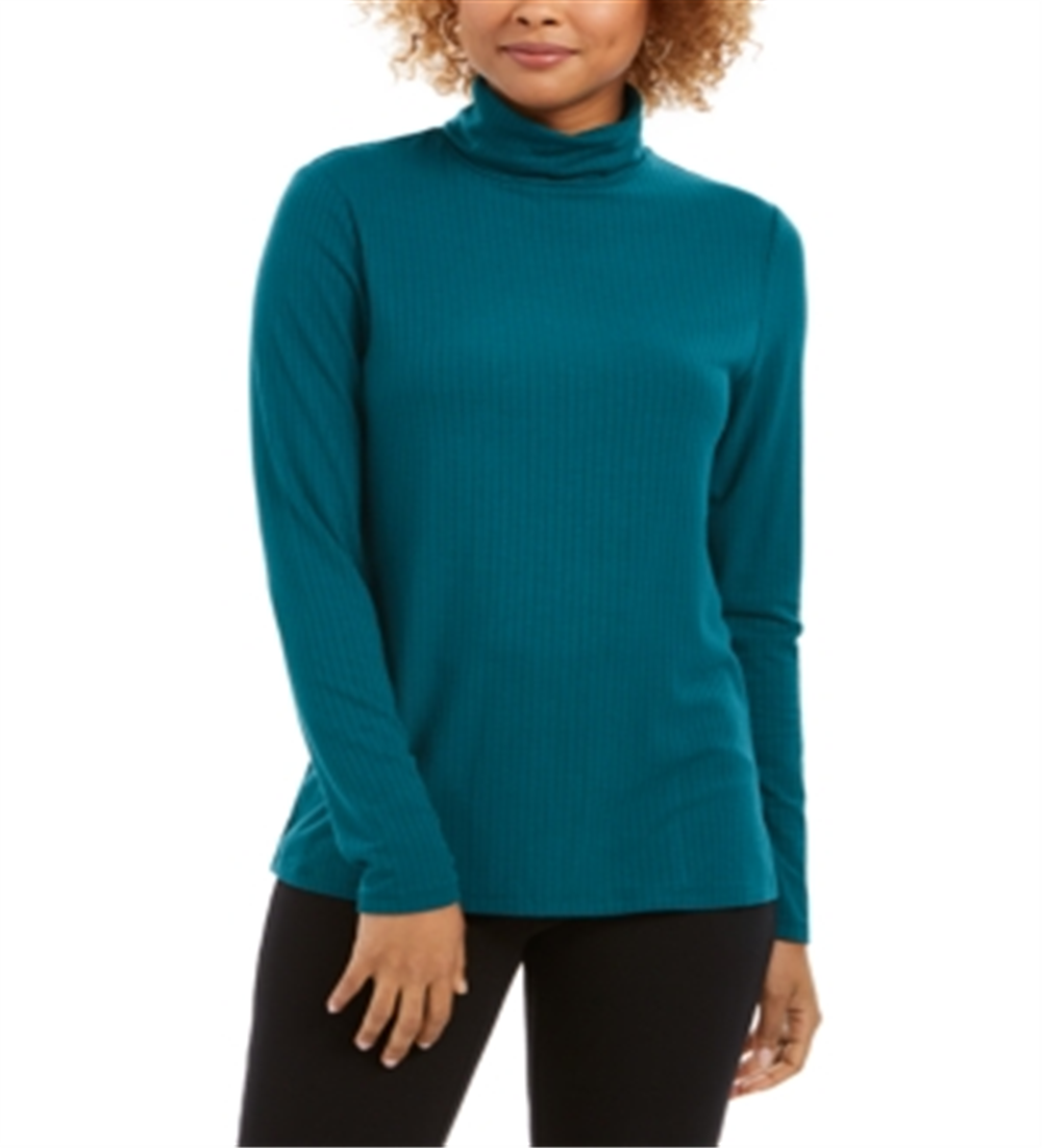 Charter Club Women's Heathered Ribbed Turtleneck To Balsam Size M